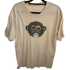 Howler Brothers Men's XL Beige Graphic T-Shirt Beach Sunset Monkey Cotton Blend